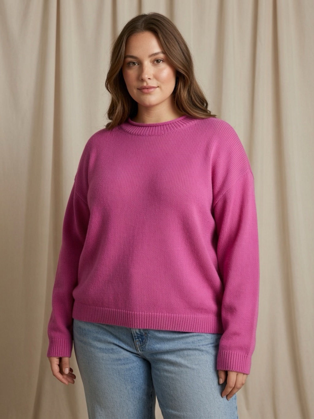 J Crew Women's Roll Neck Sweater in Bright Pink- XXL